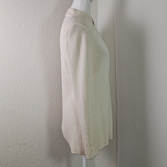 St John Collection Womens Santana Knit Zipper Cardigan, Ivory Sz 6,Old Money - Picture 3 of 12